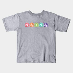 Five Smiley Face Daisy Flowers Graphic Kids T-Shirt